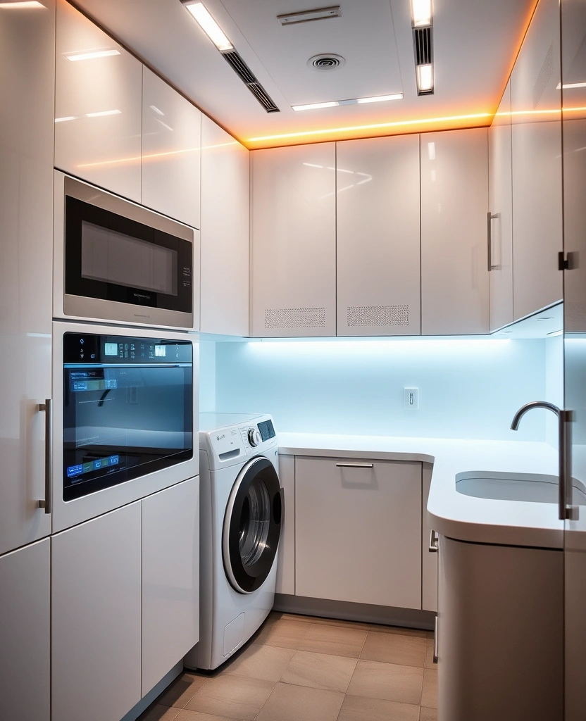 20 Laundry Room Cabinet Ideas That'll Make You Want to Do Laundry! - 25. Integrated Technology