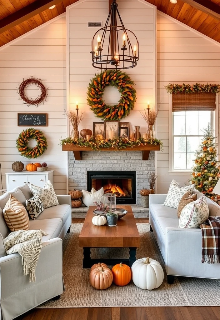 28 Stunning Farmhouse Shiplap Wall Ideas That Will Transform Your Space! - 21. Shiplap for Seasonal Decor