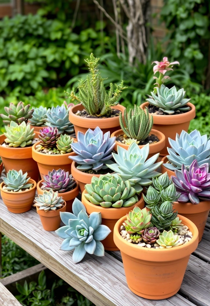 21 Stunning Outdoor Potted Plants Ideas That Will Transform Your Space! - 21. Terracotta and Succulent Combinations