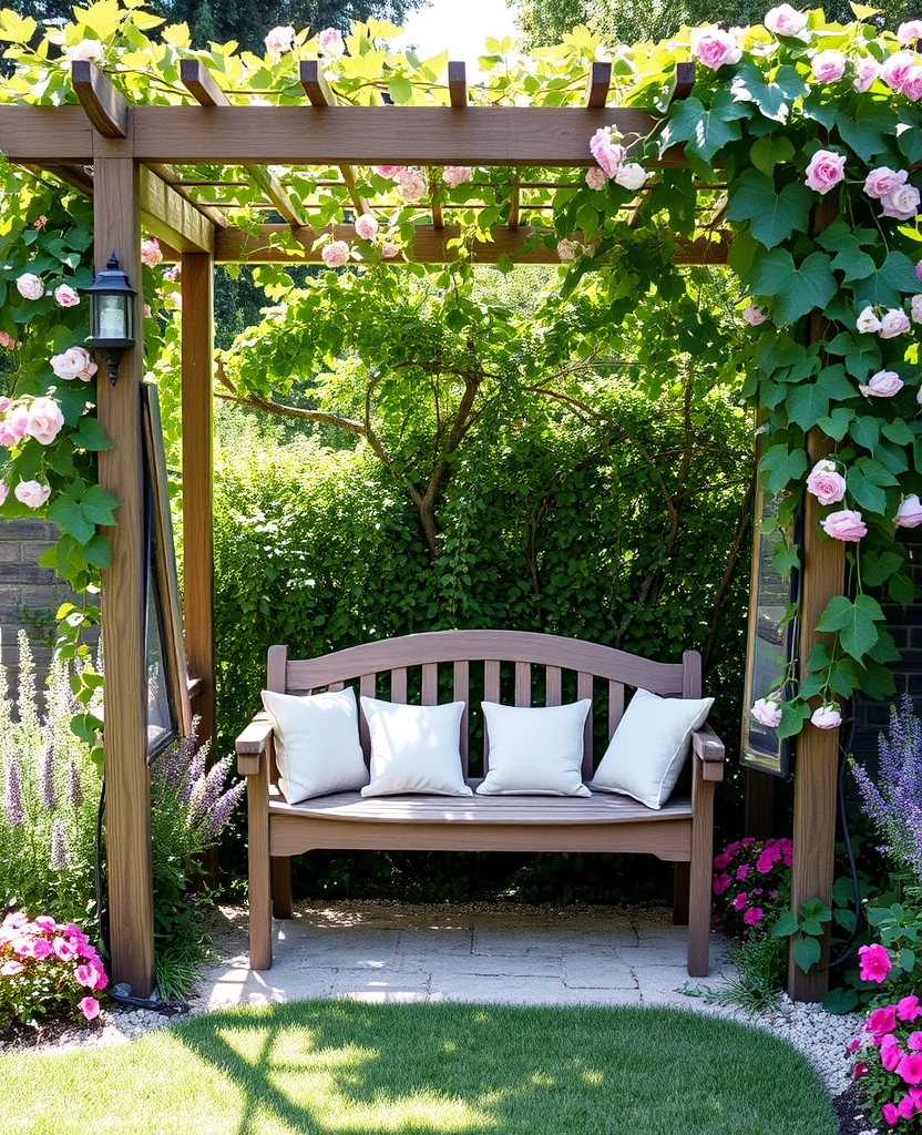 20 Grape Vine Trellis Ideas That Will Make Your Garden Stand Out! - 23. Trellis with Garden Bench