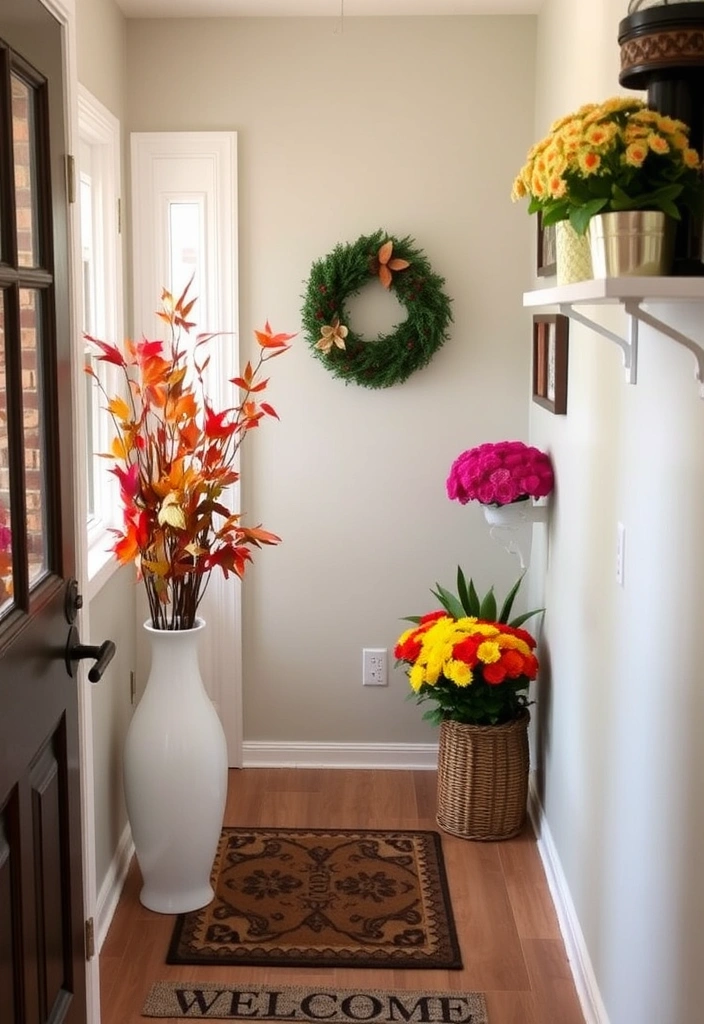 21 Small Foyer Ideas That Will Make Your Apartment Entryway Shine! - 10. Seasonal Decor