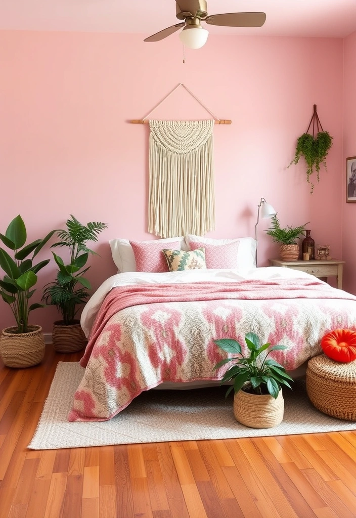 21 Blush Pink Bedroom Ideas That Will Make You Swoon! - 8. Bohemian Blush Retreat