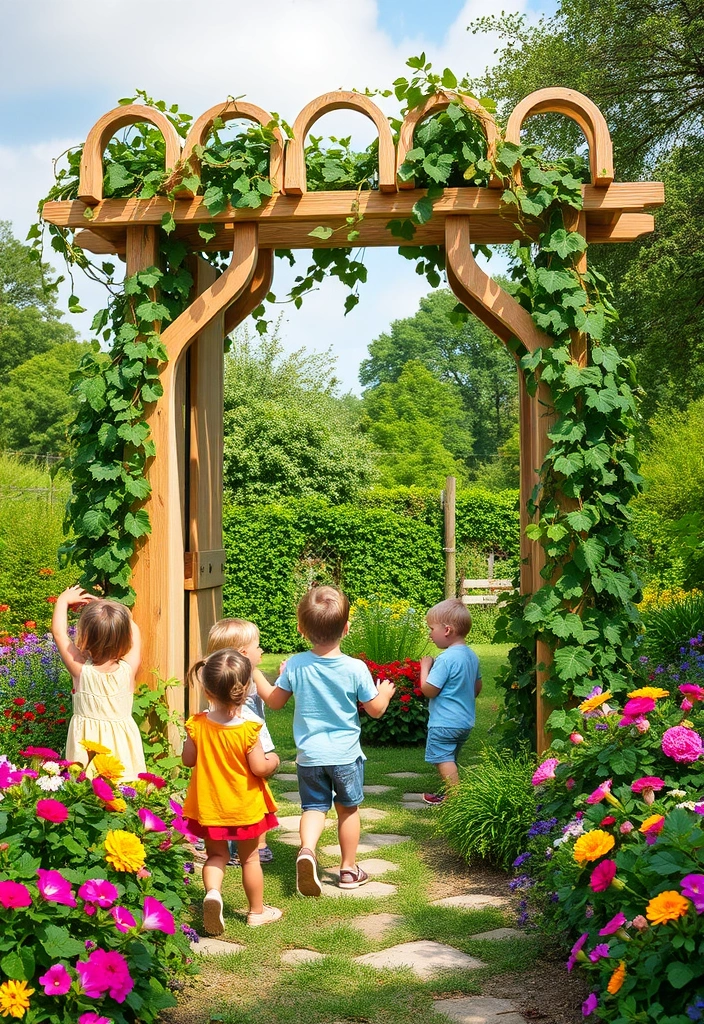 20 Grape Vine Trellis Ideas That Will Make Your Garden Stand Out! - 17. Children’s Play Trellis