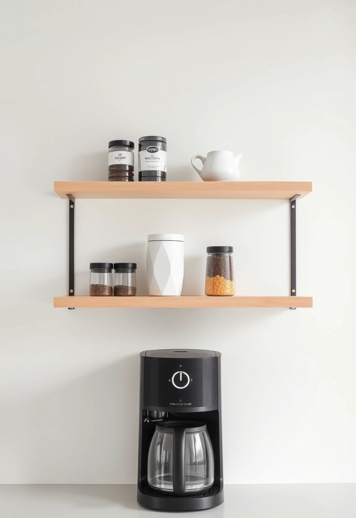 23 DIY Coffee Station Ideas That'll Transform Your Mornings! - 4. Minimalist Floating Shelves