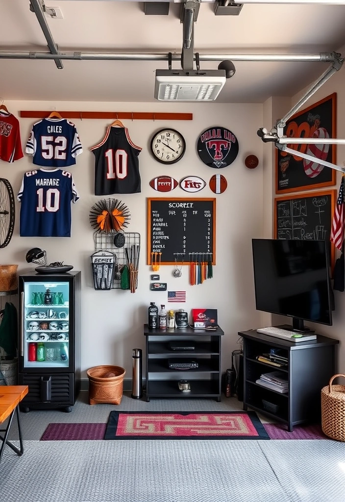 27 Budget Garage Man Cave Ideas That Will Transform Your Space on a Dime! - 3. Sports Fan Zone