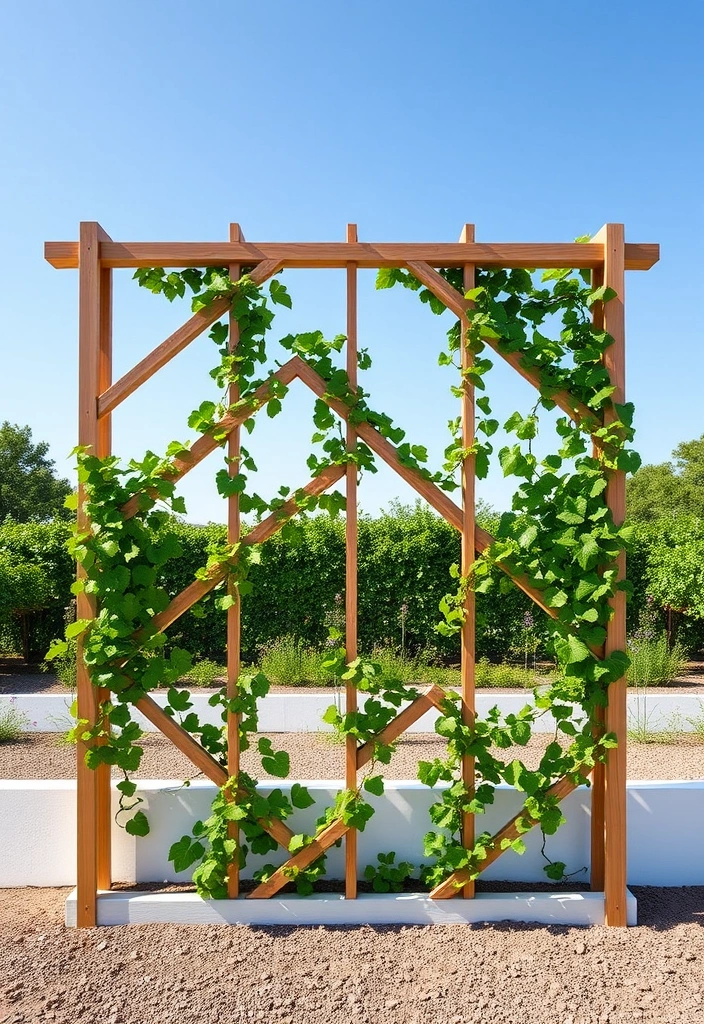 20 Grape Vine Trellis Ideas That Will Make Your Garden Stand Out! - 6. Geometric Trellis Design