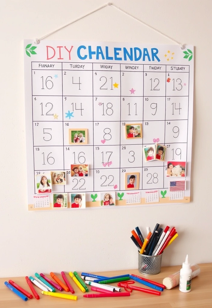 24 Easy Fathers Day Crafts for Kids That'll Make Him Smile! - 18. DIY Family Calendar