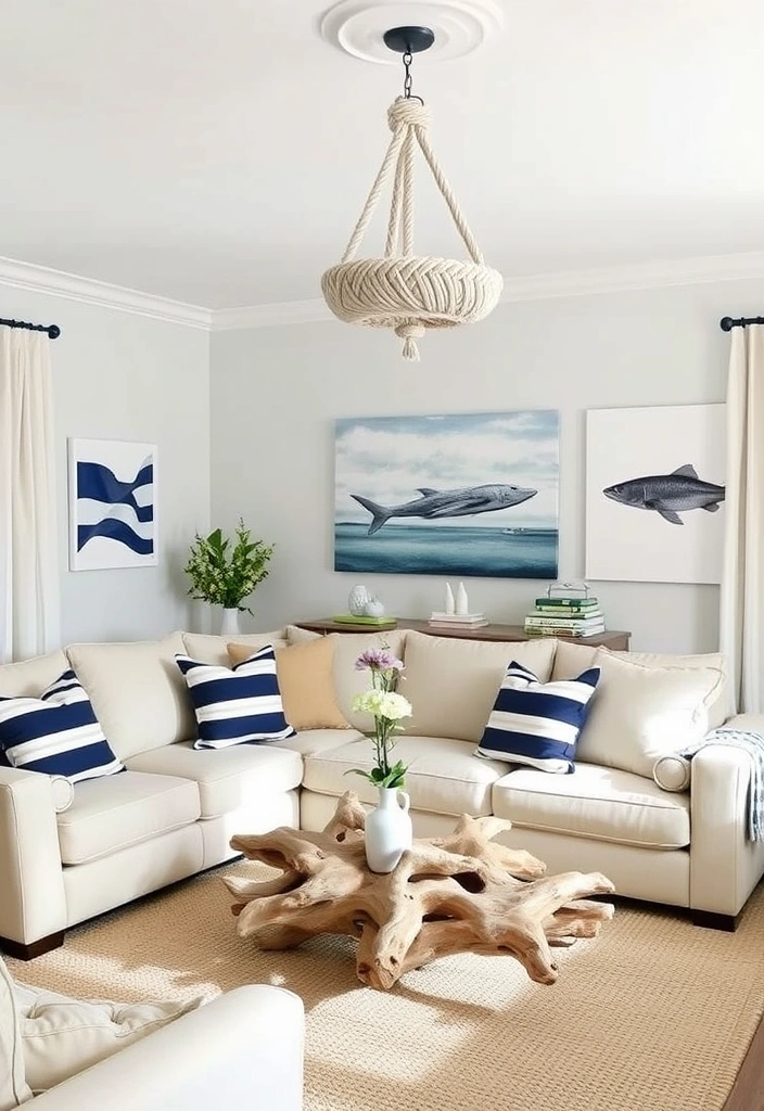 23 Blue and Green Living Room Ideas That'll Transform Your Space into a Coastal Paradise! - 1. Coastal Chic with Nautical Accents