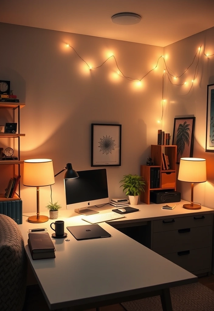 28 Stunning Home Office Ideas That'll Make You Want to Work from Home Forever! - 15. Creative Use of Lighting