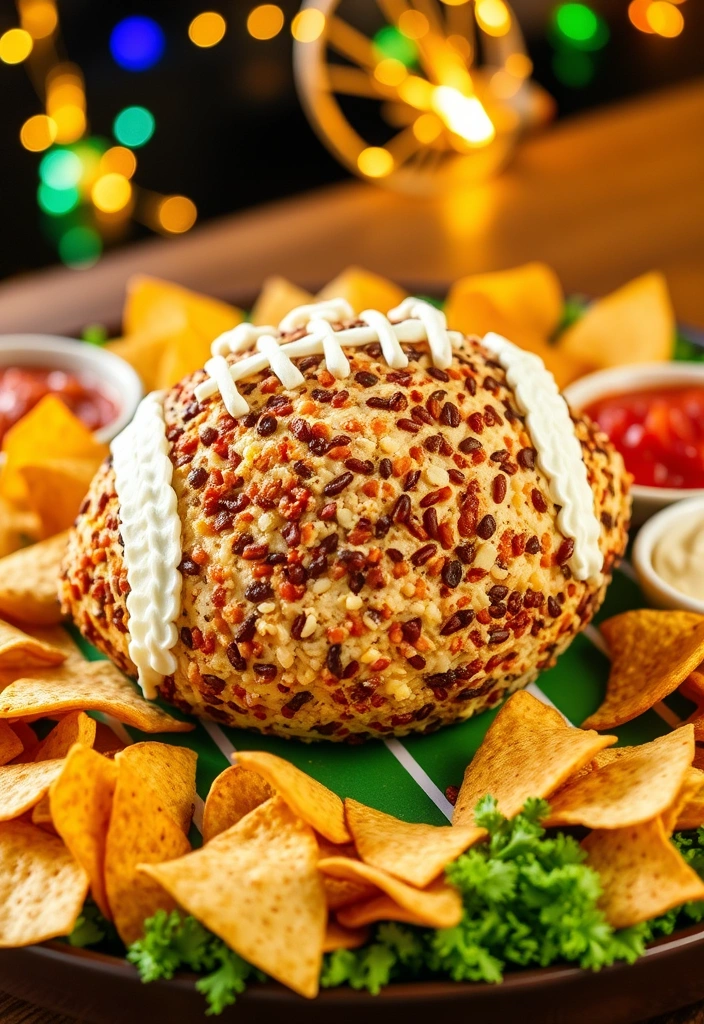 25 Irresistibly Shaped Cheese Balls Ideas That Will Wow Your Guests! - 10. Festive Football Cheese Ball