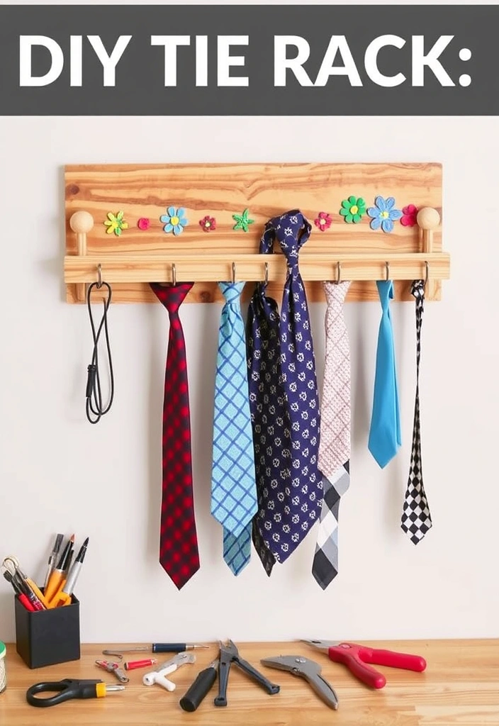 24 Easy Fathers Day Crafts for Kids That'll Make Him Smile! - 13. DIY Tie Rack