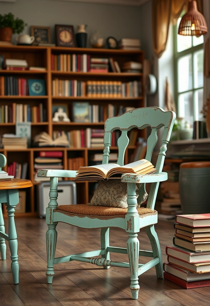 27 Yard Painted DIY Teacher Reading Chairs That Will Transform Any Classroom! - 6. Vintage Vibes with Distressed Paint