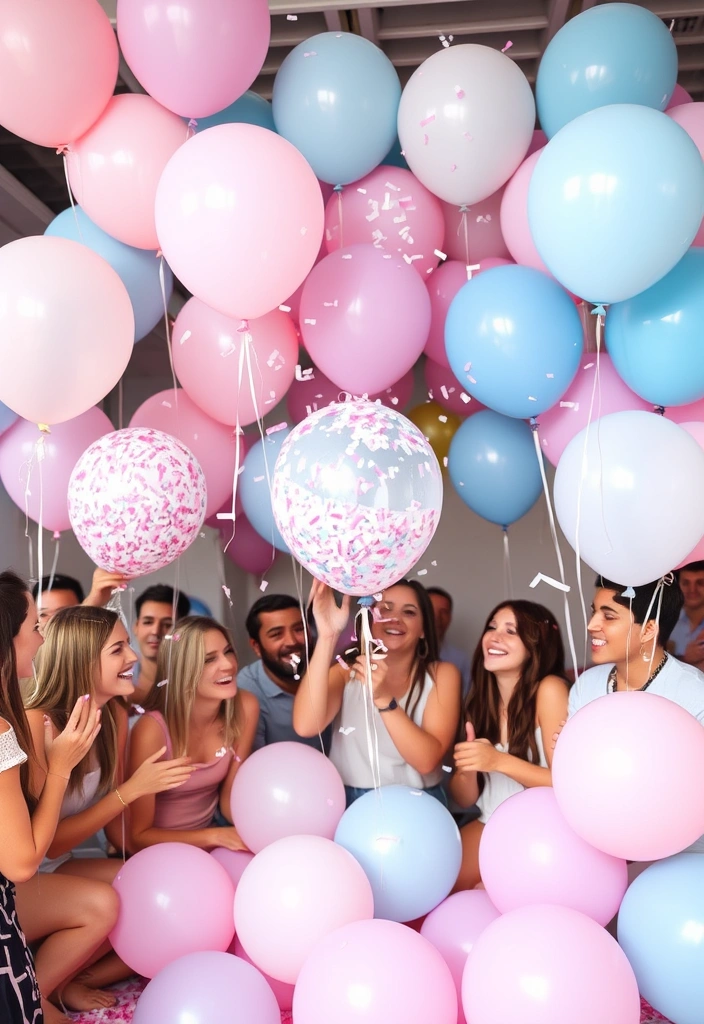 22 Couples Baby Shower Cute Ideas That'll Make You Say 'Aww!' - 3. Gender Reveal Balloons