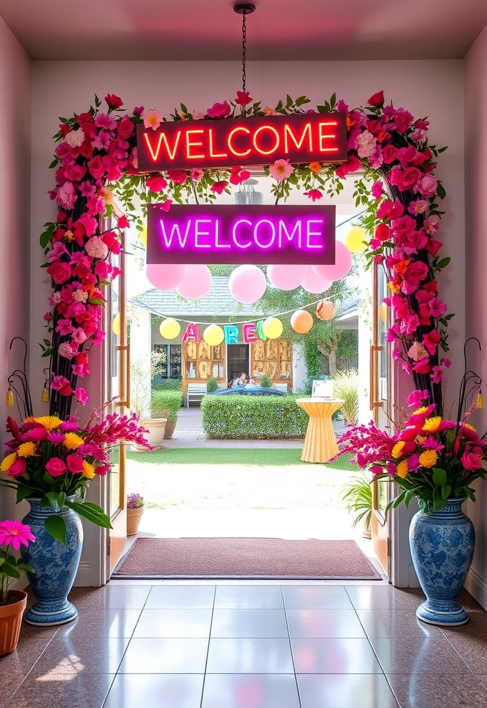 21 Color Party Ideas for Adults That'll Transform Your Next Bash! - 19. Colorful Entryway Decor