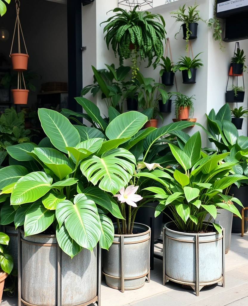 21 Stunning Outdoor Potted Plants Ideas That Will Transform Your Space! - 26. Edgy Urban Jungle