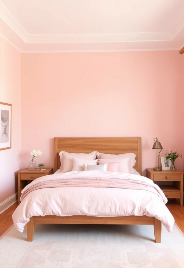 21 Blush Pink Bedroom Ideas That Will Make You Swoon! - 17. Blush Pink and Wood