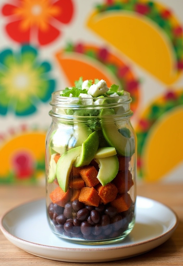 23 Mason Jar Meal Prep Ideas That’ll Simplify Your Week and Wow Your Taste Buds! - 14. Sweet Potato and Black Bean Tacos