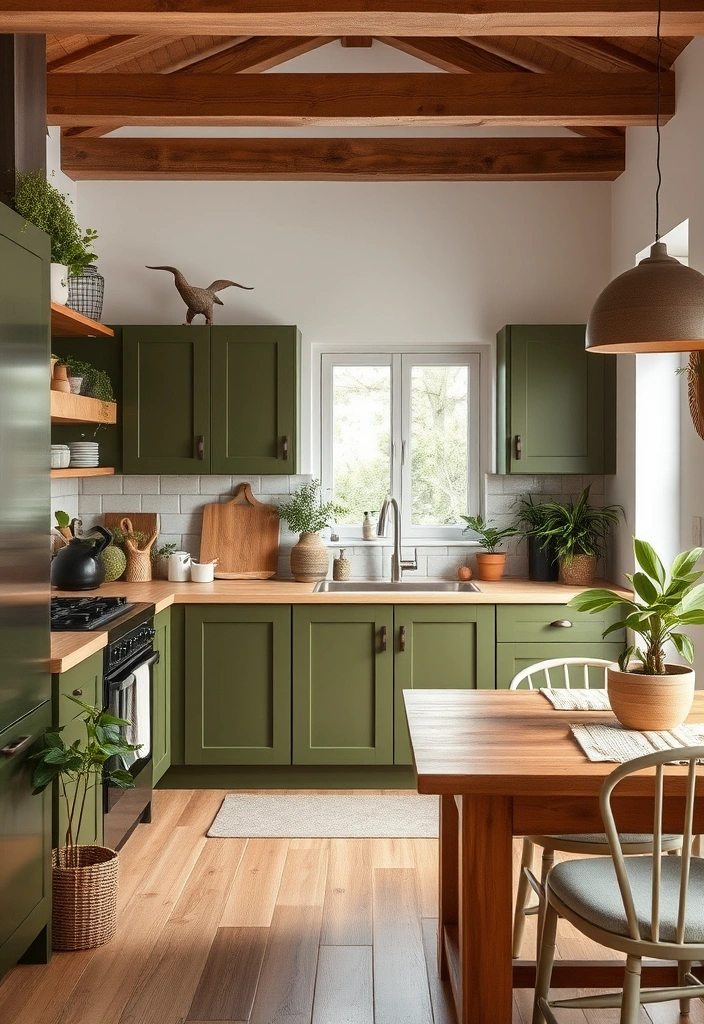 25 Painted Kitchen Cabinet Color Ideas That Will Transform Your Space! - 18. Earthy Olive Green