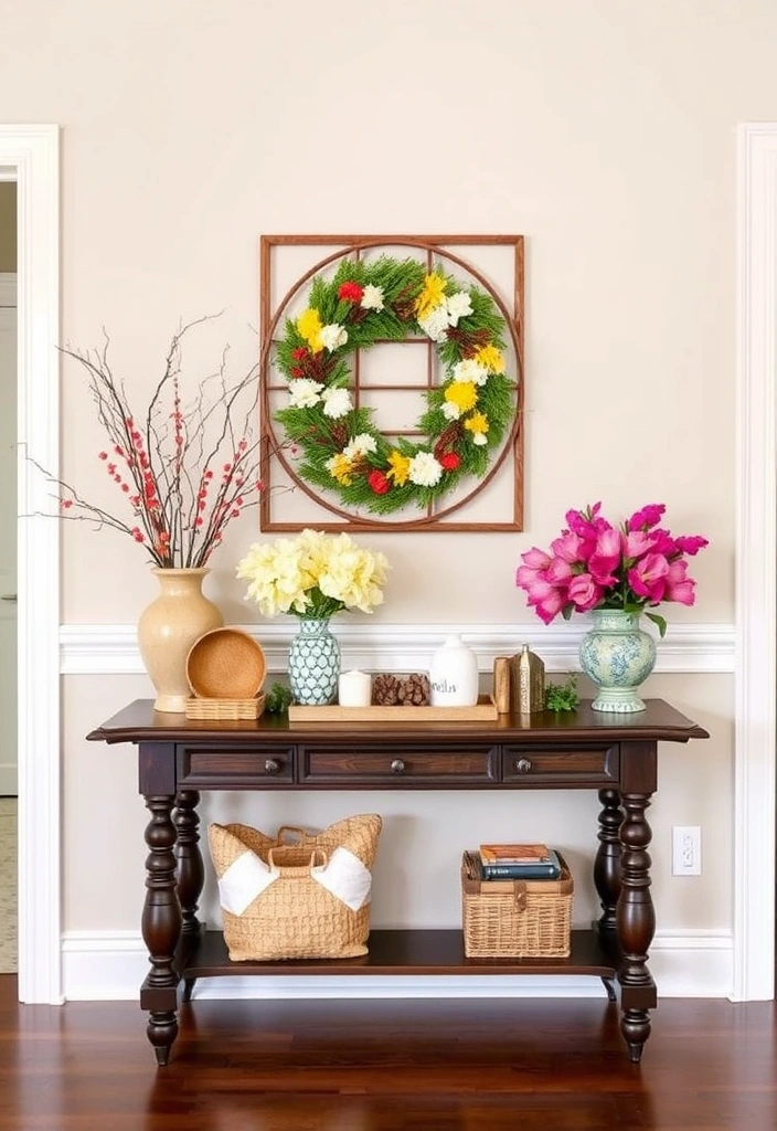 20 DIY Entryway Decor Ideas That Will Wow Your Guests! - 10. Seasonal Decor Display